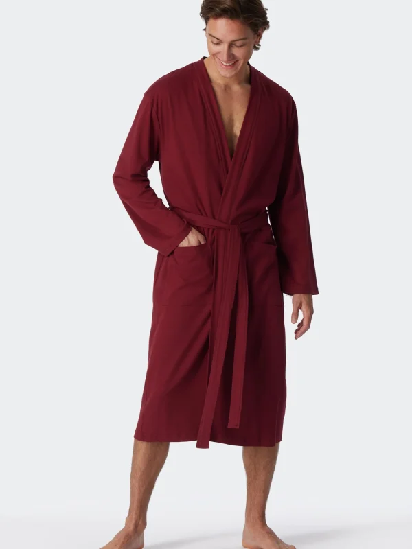 Schiesser Bademantel Elegant Kimono In Bordeaux 3