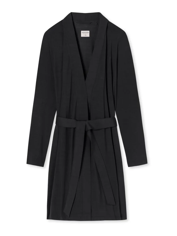 Schiesser Bademantel Kimono In Schwarz 1