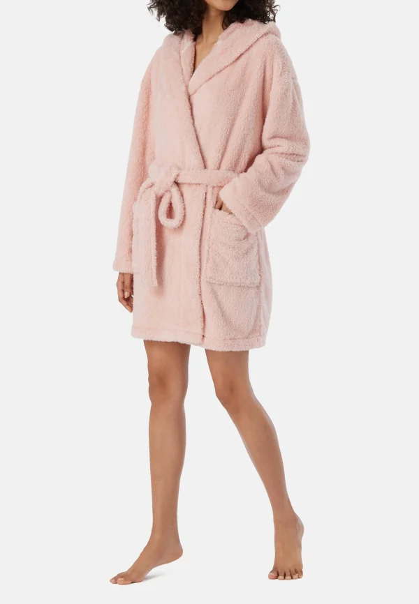 Schiesser Bademantel Teddy Fleece In Rosa 1