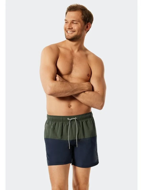 Schiesser Badeshorts In Dunkelblau/ Khaki 3