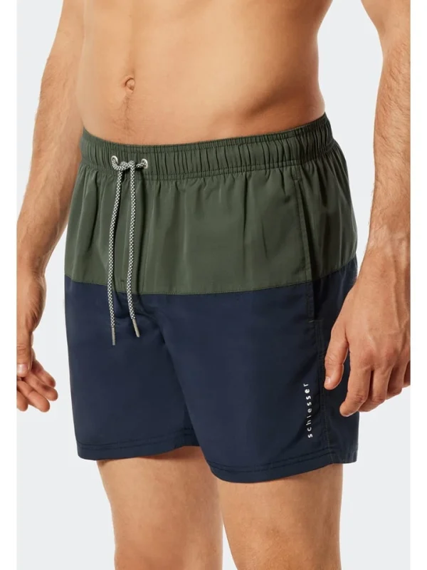 Schiesser Badeshorts In Dunkelblau/ Khaki 4