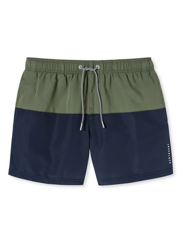 Schiesser Badeshorts In Dunkelblau/ Khaki 1