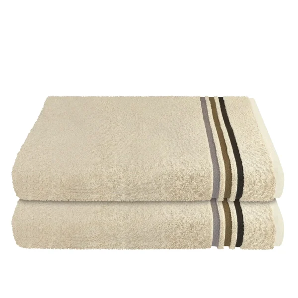 Schiesser Duschtuch Skyline Color 2er-Set Mit Webbordüre In Beige 1