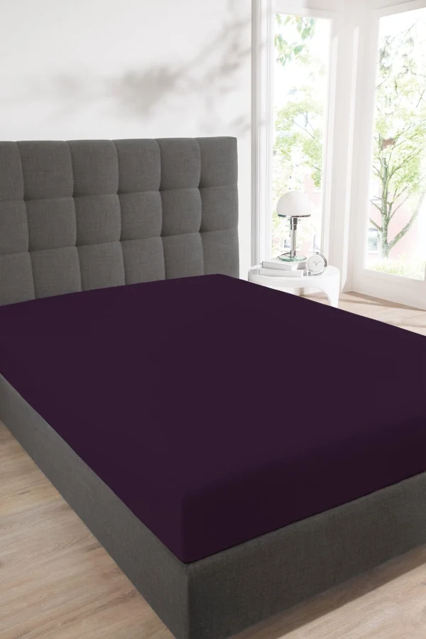 Schiesser Premium Jersey Spannbettlaken In Aubergine 1