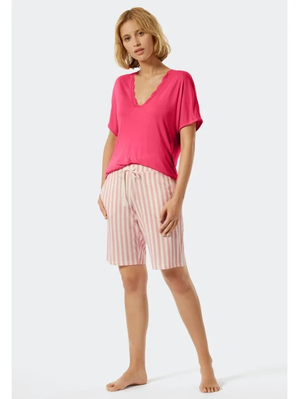 Schiesser Pyjama-Hose In Pink/ Weiß 3