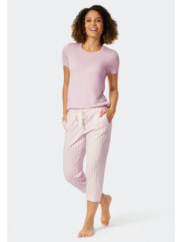 Schiesser Pyjama-Hose In Rosa/ Weiß 3