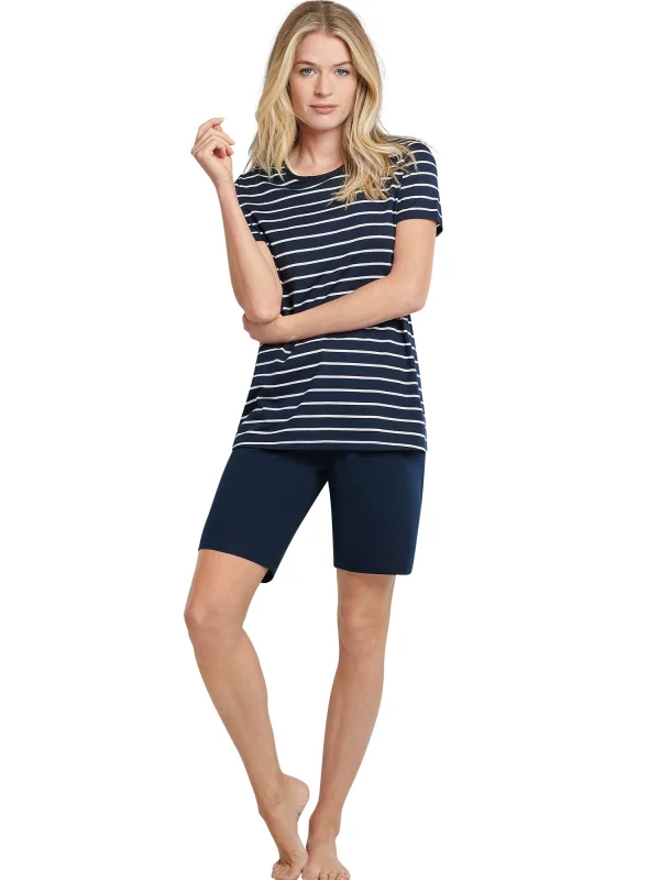 Schiesser Schlafanzug Kurzarm Sleepwear In Blau 4