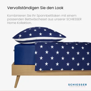 Schiesser Spannbettlaken Elli Für Hohe Matratzen Und Boxspringbetten In Marineblau 13